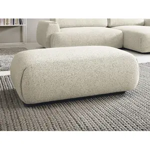 Vente-unique Pouf en tissu texturé beige MONELIA pas cher