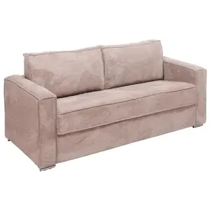 Vente-Unique Canapé 4 places convertible express en velours côtelé rose - Couchage à lattes larges 160 cm - Matelas 22 cm LORETO