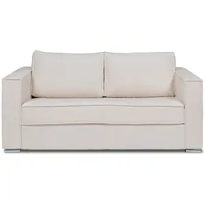 Vente-Unique Canapé 3 places convertible express en tissu texturé beige - Couchage à lattes larges 140 cm - Matelas 22 cm LORETO pas cher