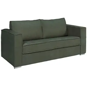 Vente-Unique Canapé 3 places convertible express en tissu texturé vert - Couchage à lattes larges 140 cm - Matelas 14 cm LORETO pas cher