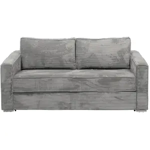 Vente-Unique Canapé 4 places convertible express en velours côtelé gris clair - Couchage 160 cm - Matelas 22 cm LORETO pas cher