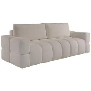 VENTE-UNIQUE Canapé 3 places convertible en tissu bouclette beige ISSORO II pas cher