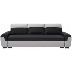 Vente-Unique Canapé 3 places convertible en tissu noir et gris clair GABY II pas cher