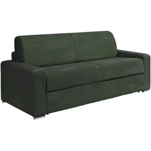 Vente-Unique Canapé 4 places convertible express en velours côtelé vert - Couchage 160 cm - Matelas 22 cm - CALITO pas cher