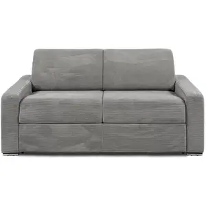 Vente-Unique Canapé 3 places convertible express en velours côtelé gris clair - Couchage 140 cm - Matelas 22 cm - CALITO pas cher
