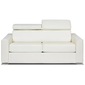 Vente-Unique Canapé 3 places convertible express en cuir de buffle blanc - Couchage 140 cm - Matelas 22 cm - VIZIR