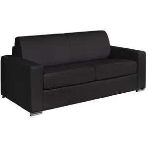 Comparateur de prix : Vente-Unique Canapé 3 places convertible express cuir de buffle noir - Couchage 140 cm - Matelas 22 cm - CALITO