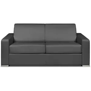 Vente-Unique Canapé 3 places convertible express cuir de buffle gris - Couchage 140 cm - Matelas 18 cm - CALITO pas cher