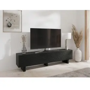 Vente-Unique Meuble TV avec 2 portes en MDF - 180 cm - Noir - LUDIMA pas cher