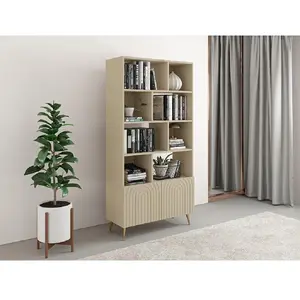 Bibliothèque avec 2 portes et 8 niches - Beige - NORSIM pas cher