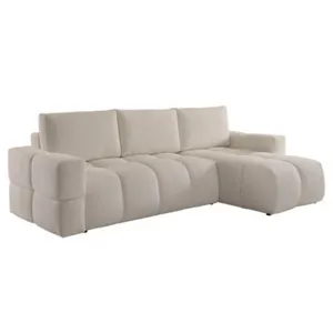 Vente-unique Canapé d'angle réversible convertible en tissu bouclette ... pas cher