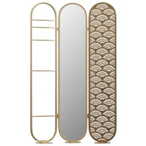 Vente-Unique Paravent miroir art déco en métal - 3 pans - L. 117 x H. 175cm - Doré - MAVICA pas cher