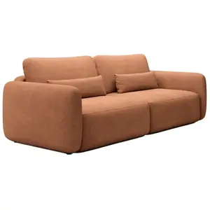 Vente-Unique Canapé 3 places convertible en tissu texturé terracotta VOPOZA pas cher