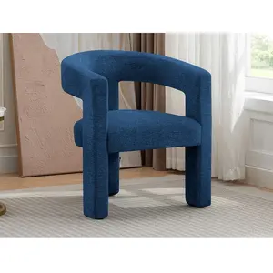 Vente-Unique Fauteuil en tissu texturé bleu FAVINA pas cher