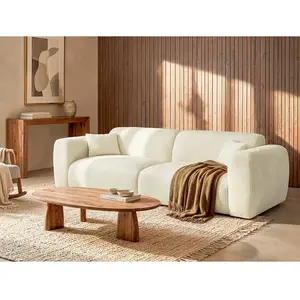 Vente-Unique Canapé 4 places convertible en tissu texturé beige POGNI de Maison Céphy pas cher