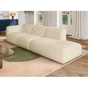 VENTE-UNIQUE Grand canapé 5 places accoudoir gauche en tissu texturé beige POGNI de Maison Céphy pas cher