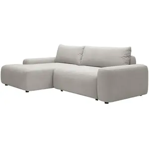 Vente-Unique Canapé d'angle gauche convertible en tissu texturé gris clair DAVISO pas cher