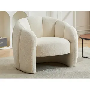 VENTE-UNIQUE Fauteuil coquillage en tissu chenille beige DELIPO pas cher