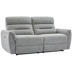 Vente-unique.com Canapé 3 places relax électrique en tissu texturé gris BREVIO pas cher
