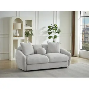 Vente-unique.com Canapé 2 places en tissu texturé gris clair NAFEKI pas cher