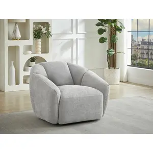 Vente-unique.com Fauteuil pivotant en tissu texturé gris clair NAFEKI pas cher