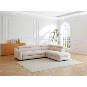 VENTE-UNIQUE Canapé dangle droit convertible en tissu texturé beige BESEMA pas cher