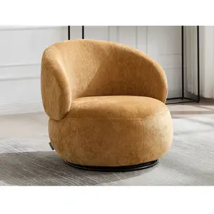 VENTE-UNIQUE Fauteuil Rotatif En Tissu Texturé Jaune Moutarde Lacazo pas cher
