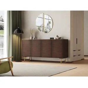Vente-unique.com Buffet avec 4 portes en bois de manguier et métal doré - Naturel foncé - SORDANA de Maison Céphy pas cher