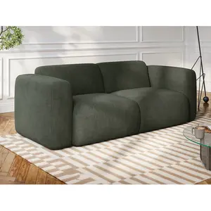 VENTE-UNIQUE Canapé 3 places en tissu chiné vert POGNI de Maison Céphy pas cher