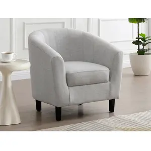 Vente-unique.com Fauteuil cabriolet en tissu chiné gris clair CRISTOBAL pas cher