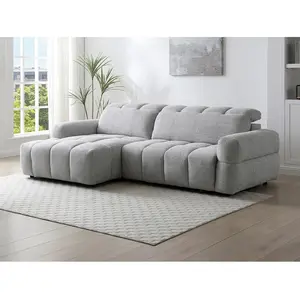 Vente-Unique Canapé d'angle gauche relax avec assise coulissante électrique en tissu gris CARIALA pas cher