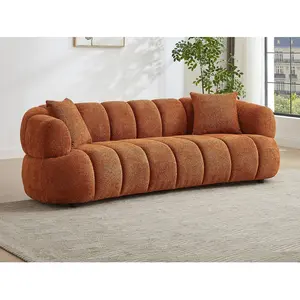 Vente-unique.com Canapé 3 places en tissu bouclette terracotta COLIANI pas cher