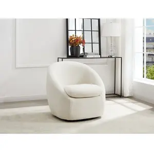 Vente-Unique Fauteuil pivotant en tissu bouclette blanc NETALIO pas cher