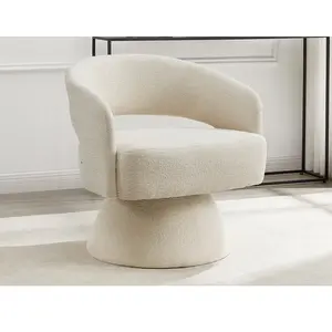 Vente-Unique Fauteuil pivotant en tissu chenille beige FEDOTE pas cher