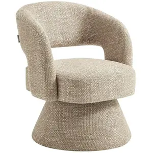 Vente-unique.com Fauteuil pivotant en tissu texturé beige NAROLIA pas cher