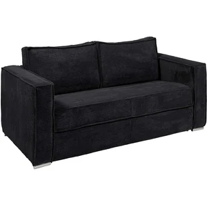 VENTE-UNIQUE Canapé 4 places convertible express en velours côtelé noir - Couchage à lattes larges 160 cm - Matelas 18 cm LORETO pas cher