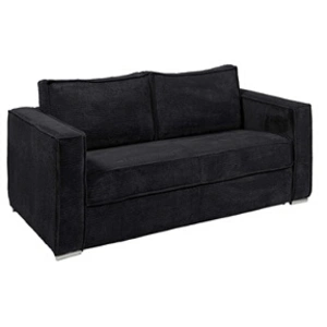 VENTE-UNIQUE Canapé 4 Places Convertible Express En Velours Côtelé Noir - Couchage 160 Cm - Matelas 14 Cm Loreto pas cher