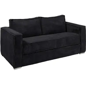 VENTE-UNIQUE Canapé 4 places convertible express en velours côtelé noir - Couchage 160 cm - Matelas 22 cm avec mémoire de forme LORETO pas cher