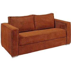 VENTE-UNIQUE Canapé 3 Places Convertible Express En Velours Côtelé Terracotta - Couchage À Lattes Larges 140 Cm - Matelas 18 Cm Loreto pas cher