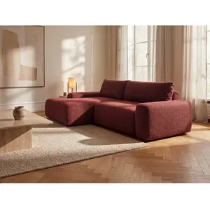 VENTE-UNIQUE Canapé D'Angle Gauche Convertible En Tissu Chenille Bordeaux Daviso pas cher