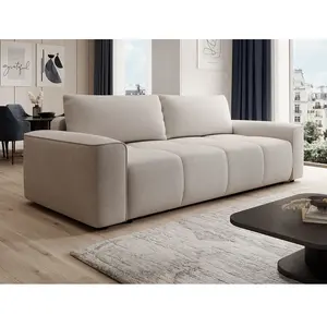 Vente-Unique Canapé 4 places convertible en tissu texturé beige MINTURNO pas cher