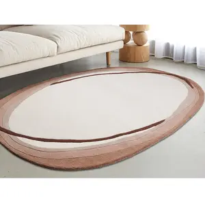 Vente-Unique Tapis organique 100% laine tufté main- 160 x 225 cm - Ivoire et marron - 2100g/m² - YELINA pas cher