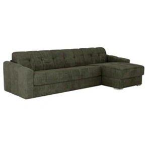 Vente-Unique Canapé d'angle convertible express en tissu texturé vert kaki - Couchage lattes larges 160 cm - Matelas 22 cm avec mémoire de forme - DARIELO pas cher