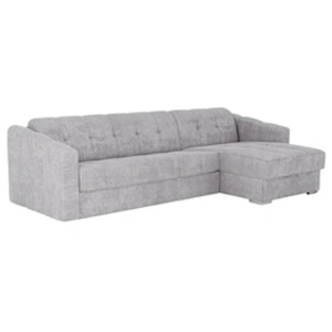 Vente-Unique Canapé d'angle convertible express en tissu texturé gris clair - Couchage 140 cm - Matelas 18 cm - DARIELO pas cher
