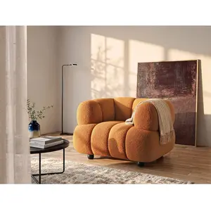 Vente-unique.com Fauteuil en tissu bouclette terracotta COLIANI pas cher