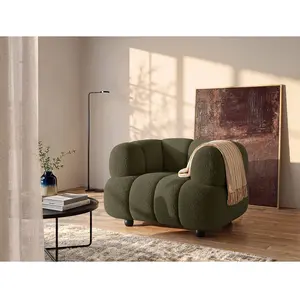 Vente-unique.com Fauteuil en tissu bouclette vert COLIANI pas cher