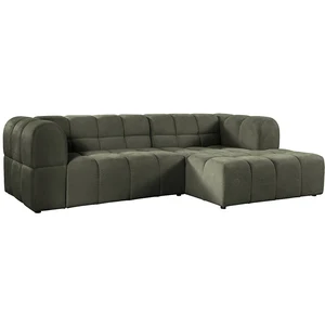 Vente-unique.com Canapé d'angle droit en tissu texturé vert kaki RIMALO pas cher
