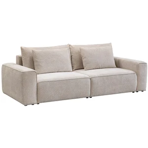 Vente-unique.com Canapé 3 places convertible en tissu chenille beige RICAPO pas cher