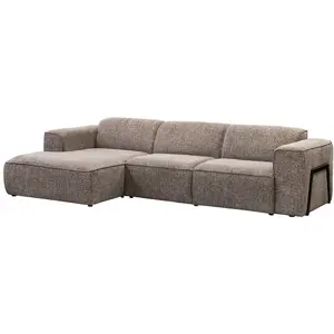 Vente-unique.com Canapé d'angle gauche en tissu chiné taupe TEJAMI pas cher