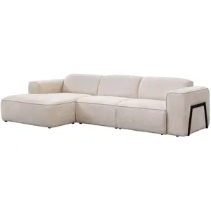Vente-unique.com Canapé d'angle gauche en tissu chiné beige TEJAMI pas cher